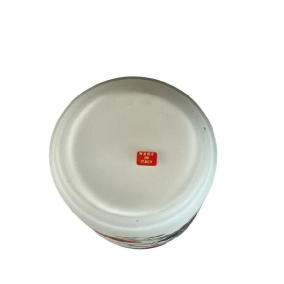 Satin Red Glass Vase Made in Italy Beautiful Floral Print Country Cottage - Picture 9 of 12